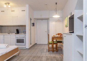 Graceful and latter day: This cute furnished ground floor suite of approximately
