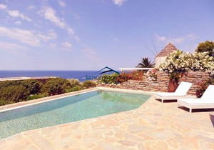 Stone built villa with a swimming pool and a fantastic sea view in Koundouros