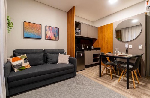 Centro Apartment | AION suítes 104 - Compacto e luxuoso Loft - Rooftop com piscina e academia - À poucos passos da praia