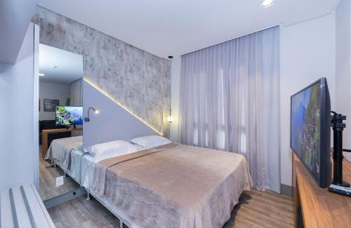Centro Apartment | AION suítes 202 - Compacto e luxuoso Loft - Rooftop com piscina e academia - À poucos passos da praia