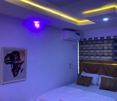 Abeokuta Apartment | Cee&Tee ABK 1BEDROOM -247Electricity - Solar Inverter AC in bedroom