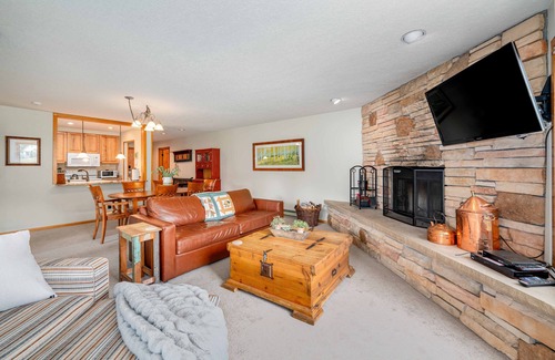 Lakeside Village Condo | Cozy, updated condo with lake views and ski shuttle right out front!