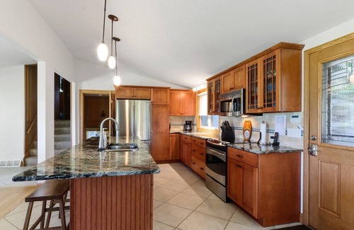 Powers Lake House | Lake Benedict Lakefront |Pier |Large Lawn |Fire Pit |Grill |Relaxing Family Vacation |Gas Fireplace