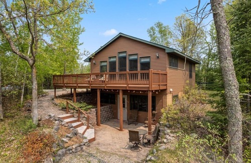 Nevis Cabin | Lakefront retreat on Island Lake. Two cabins, 7 bedrooms, sand beach, privacy+