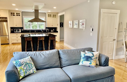 Oak Bluffs House | Modern 4 bed/3.5 bath Farmhouse, private HEATED POOL and AC on bike path
