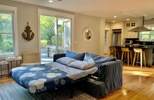 Oak Bluffs House | Modern 4 bed/3.5 bath Farmhouse, private HEATED POOL and AC on bike path