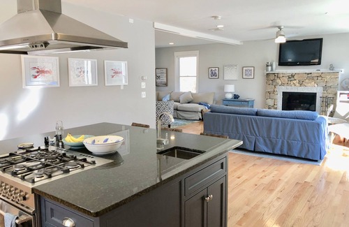 Oak Bluffs House | Modern 4 bed/3.5 bath Farmhouse, private HEATED POOL and AC on bike path