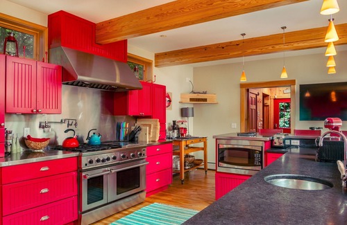 Sunday River Area House | Mountain House: Walk to Ski Trails! Hot Tub, Game Room, Ultimate Kitchen