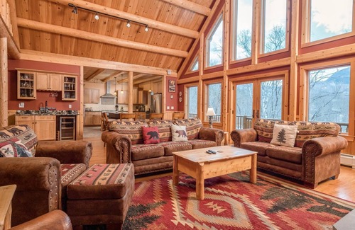 Sunday River Area House | Rediker Retreat- Authentic Riverfront Luxury Log Home