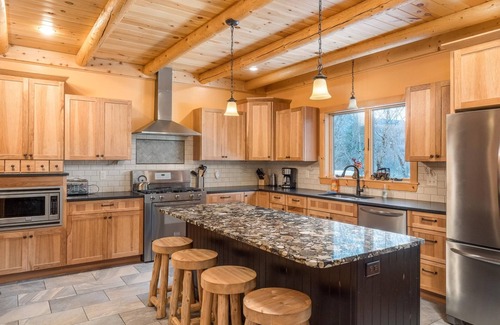 Sunday River Area House | Rediker Retreat- Authentic Riverfront Luxury Log Home