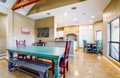 Seguin House | Riverfront home on Lake Seguin with dock, kayaks, beautiful views & air hockey