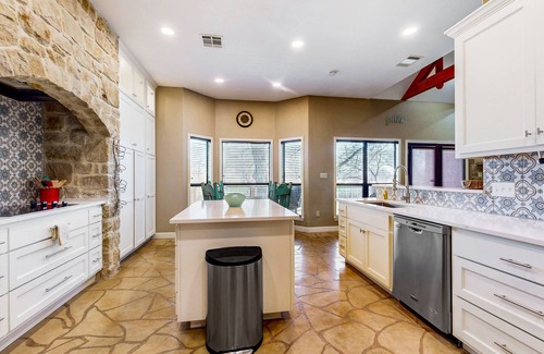 Seguin House | Riverfront home on Lake Seguin with dock, kayaks, beautiful views & air hockey