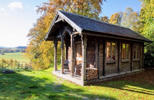 Nairn Cabin | Unique Norwegian cabin perched above the River Findhorn with a stunning view
