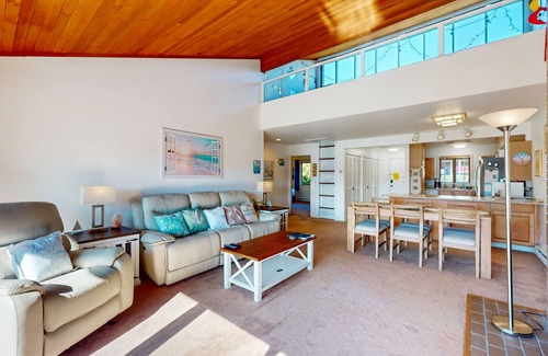 Port Ludlow Condo | Water-view condo with deck, grill, yard games, resort pools, hot tub, and gym