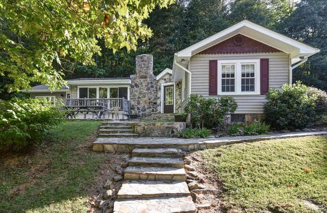 2 Gorgeous mountain homes surrounded by forest, babbling creek, just off Parkway
