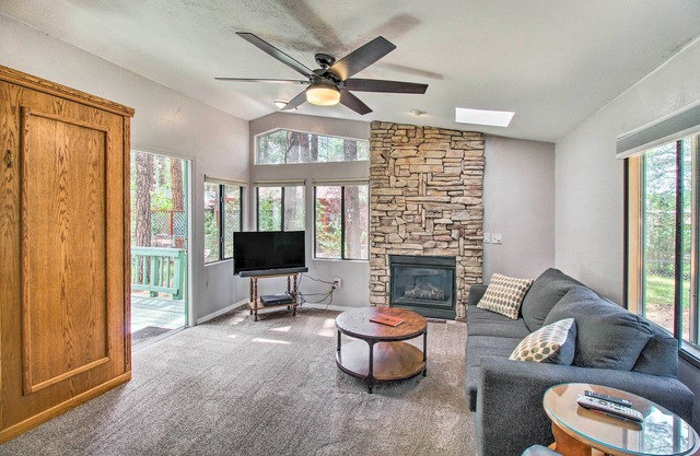 2 Mi to Rainbow Lake: Woodsy Retreat w/Deck!