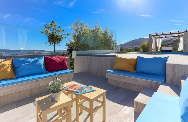 4 bedroom villa with heated pool, sea view and gym close to Split and Trogir.