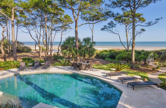 5 bedroom oceanfront home in Sea Pines with a pool & unbeatable views!