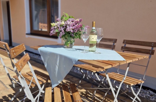 5-sterne Ferienwohnung 75qm im Erdgeschoss mit Bergblick von der Eigenen Terrasse