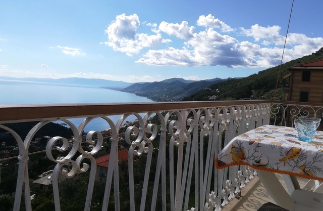 a balcony between the sky and the sea