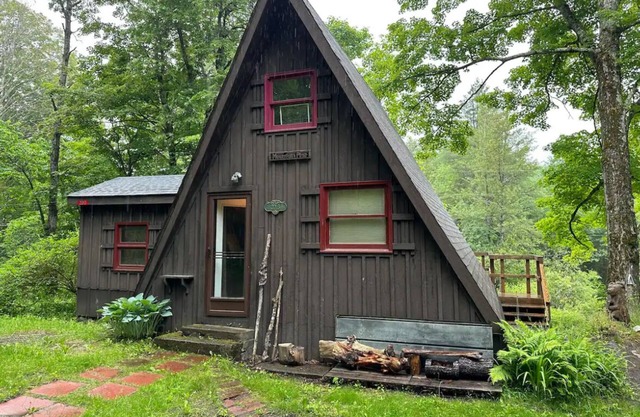 A-Frame cabin in the woods
