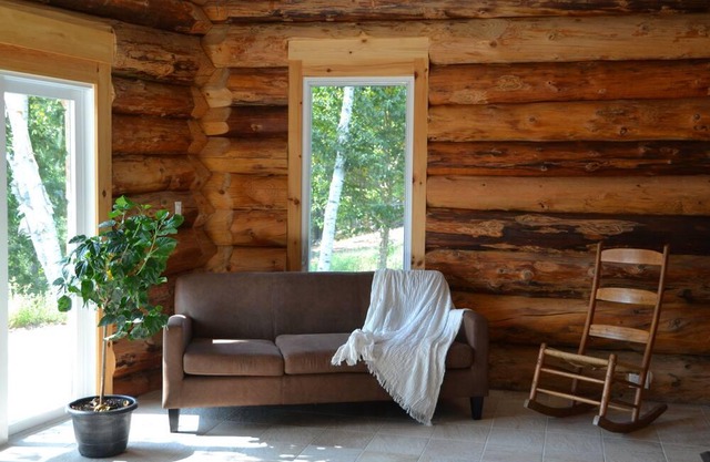 A log home with a meadow roof! On the edge of a beautiful lake !