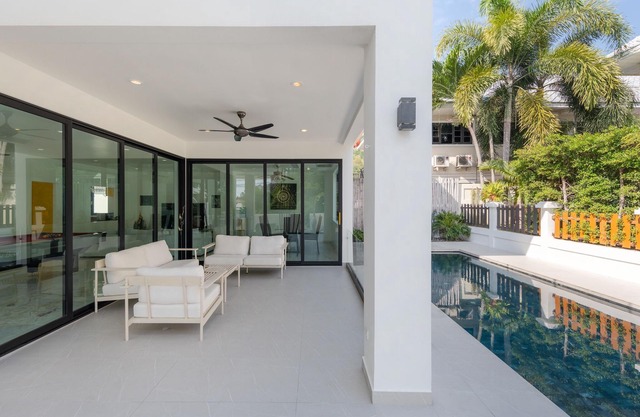 A stunning villa with tropical garden.