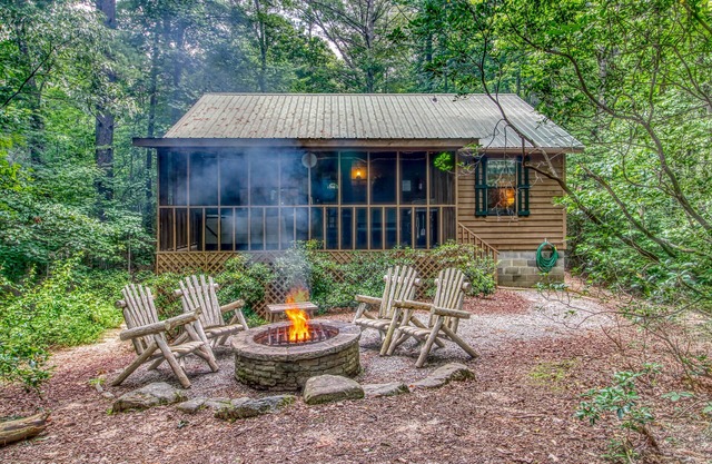 Adorable cabin w/a hot tub, air hockey, & firepit Close to state park