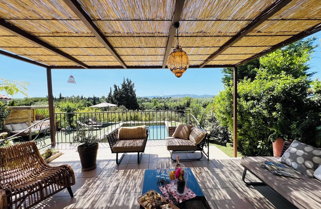 Adorable villa with private swimming pool and a superb view of the mountains