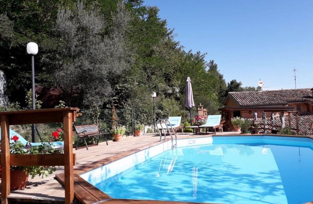 Affordable villa with private semi-sunken pool and garden near Sarnano