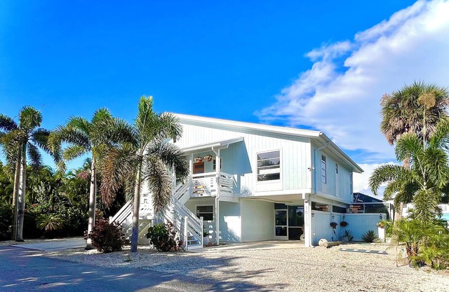 Antigua Cay Retreat is a stylish home with pool on deep water canal in Bokeelia