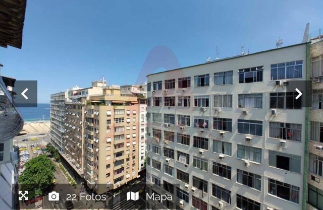Apartment located on Copacabana Beach, sea view, living room and bedroom