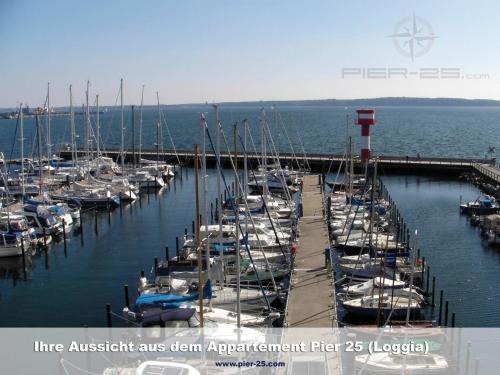 Apartment 25, Pier 25, Apartmenthaus Hafenspitze Blickrichtung offene SeeStrand