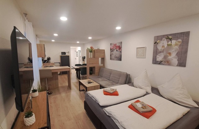 Apartment kitchen, WLAN, SMART TV, modern, 1 double bed in Roding