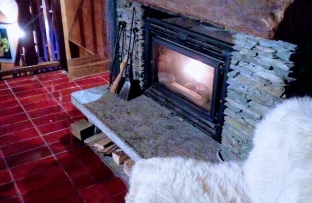 apartment with mezzanine and fireplace