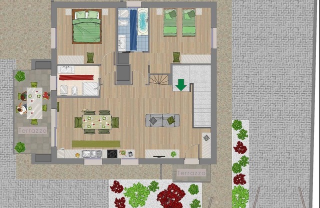 Apartments with two bedrooms and two bathrooms - First Floor