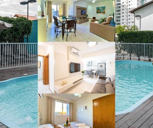 Apto em Barra Velha 340m da PRAIA com SACADA com CHURRASQUEIRA, AR CONDICIONADO WI-FI, PISCINA, PORTARIA 24h, ACADEMIA MINI MERCADO e vaga de GARAGEM