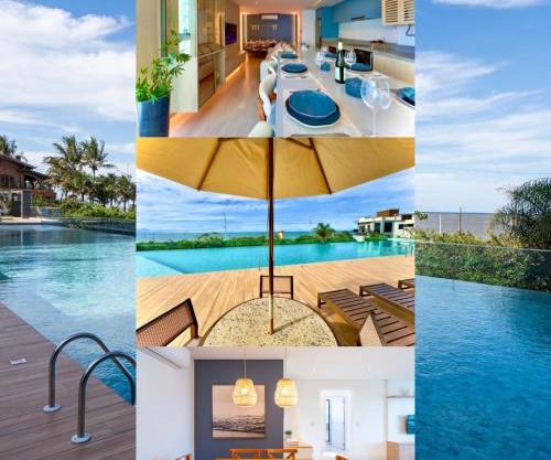 Apto Pé na Areia Vista Mar Incrível Condo Resort Completo com Piscina Infinita, Beach Tennis, Academia, Sala de Jogos, Brinquedoteca, Playground e Portaria 24H 3 Quartos com Ar-Condicionado, Churrasqueira Privativa Reserve Agora e Viva essa Experiência
