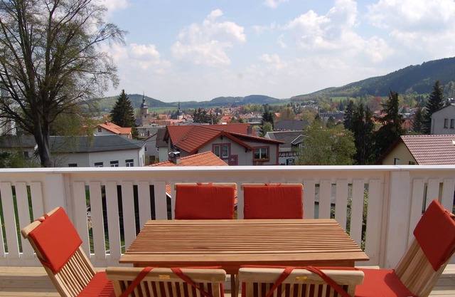 Attic studio in a villa with a large balcony and a view of the valley