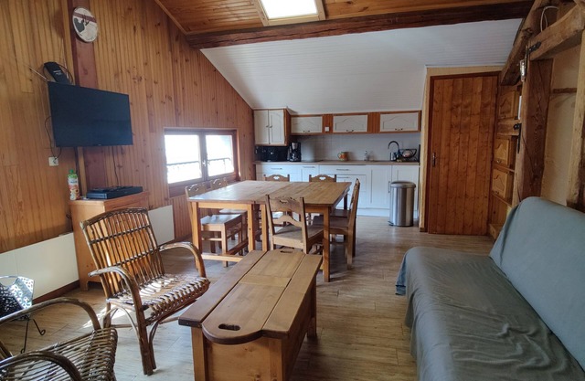 Au Pays des mélèzes: under the roof, spacious, bright and very well equipped.