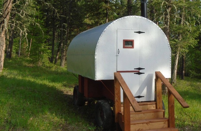 authentic sheepherder wagon camping near wilderness areas in Kootenai NFS