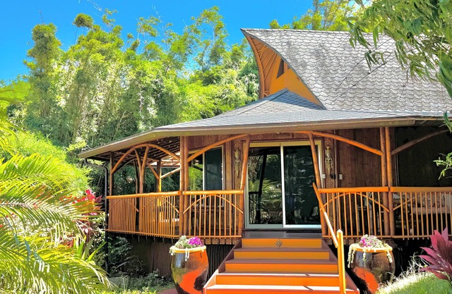 Bamboo Bliss: Ocean Views & Waterfalls Await!