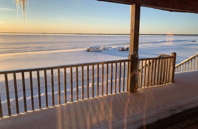 Beach House log cabin with 240’ of sand beach on Lake Michigan. Amazing sunsets