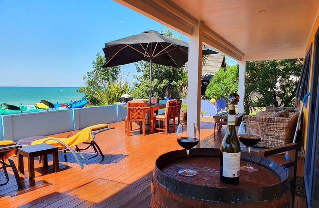 Beachfront accommodation.