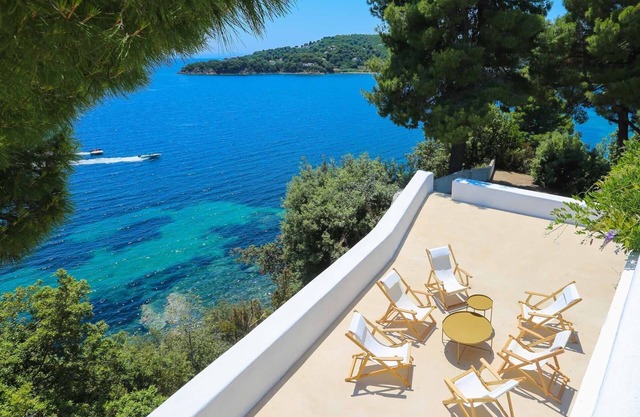 Beachfront Greek Villa in Skiathos with Semi-Private Sandy Beach