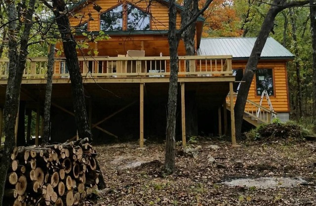 beautiful cabin in the woods with view of lake Tenkiller
