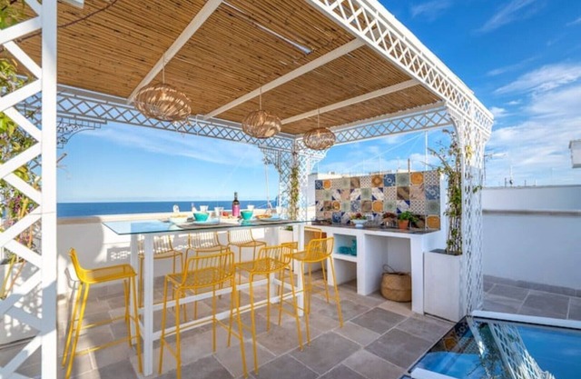 Beautiful spacious seaside palazzo. Terrace panoramic sea views & dipping pool.