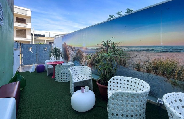 Beautiful vacation home with common courtyard and bar area.