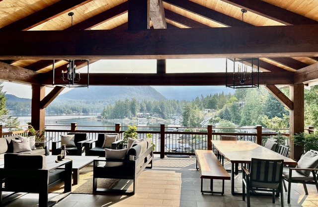 Beautiful waterfront home with private dock, fire pit and hot tub