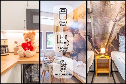 Big apartments, big bathrooms, single beds, perfect for groups